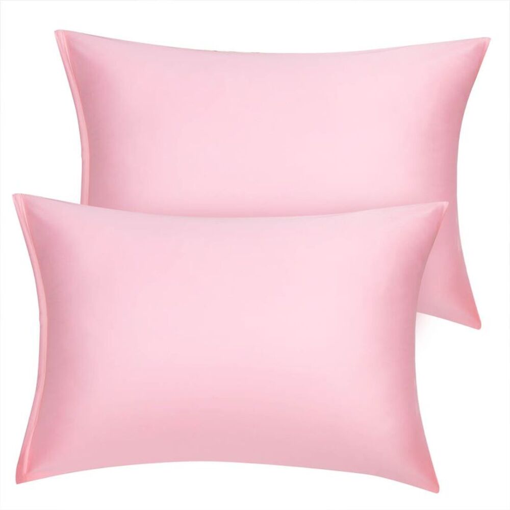 2pcs Satin Pillowcase with Zipper Soft Luxury Silky Pillow Covers Blush